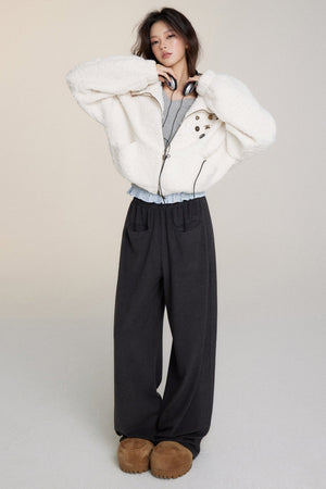 Velvet Large Pocket Straight Leg Pants