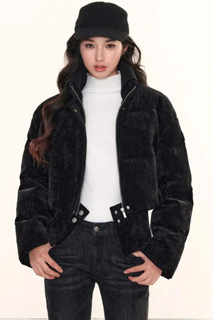 Velvet-Like Ruffle Trim Coat