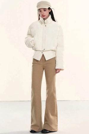 Velvet-Like Ruffle Trim Coat