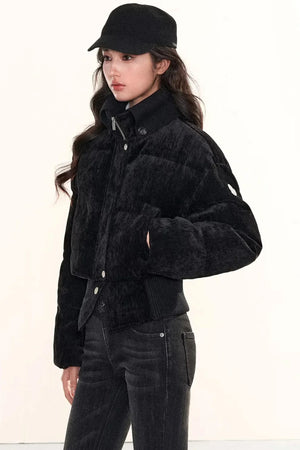Velvet-Like Ruffle Trim Coat