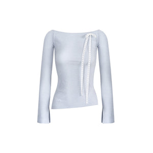 Velvet Stripe Bow Long Sleeve T-Shirt
