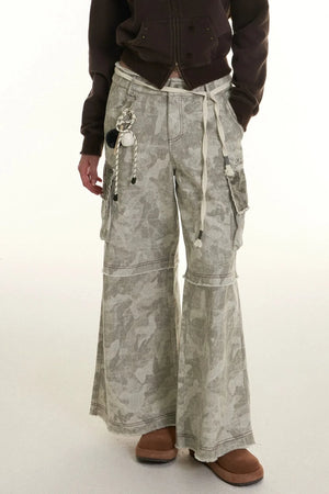 Versatile Camouflage Wide-Leg Pants