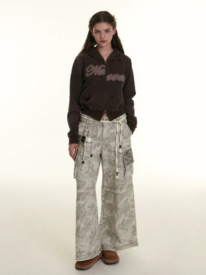 Versatile Camouflage Wide-Leg Pants