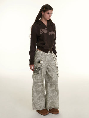 Versatile Camouflage Wide-Leg Pants