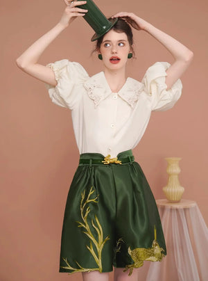 Versatile Casual Rabbit Embroidery Shorts