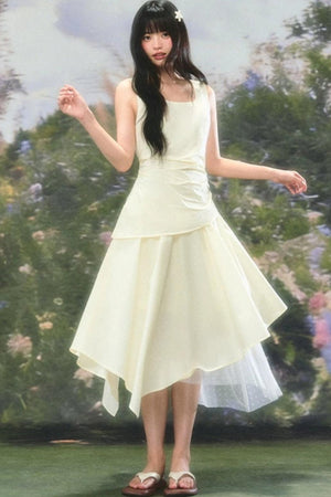 Versatile Square-Neck Patchwork Dress
