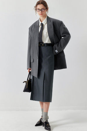 Vertical Stripe Gun-Barrel Suit Jacket