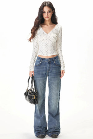 Vertical Stripe Polka Dot Top