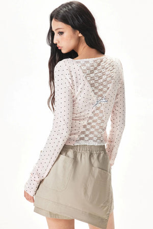 Vertical Stripe Polka Dot Top
