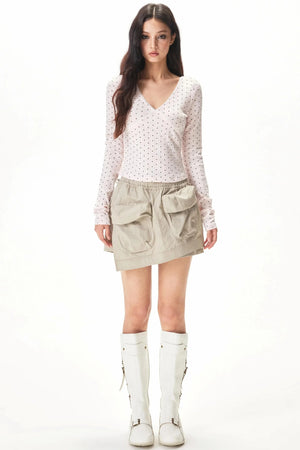 Vertical Stripe Polka Dot Top