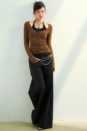 Viapitti Halter Neck Faux Lyocell Top