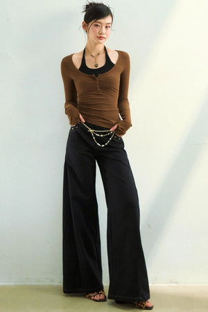Viapitti Halter Neck Faux Lyocell Top