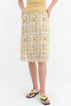 Vibrant Floral Mesh Skirt