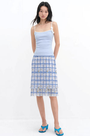 Vibrant Floral Mesh Skirt