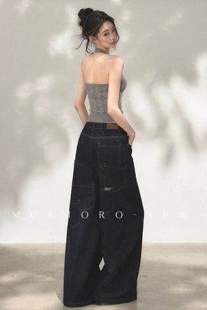 Vintage Asymmetric Denim Pants
