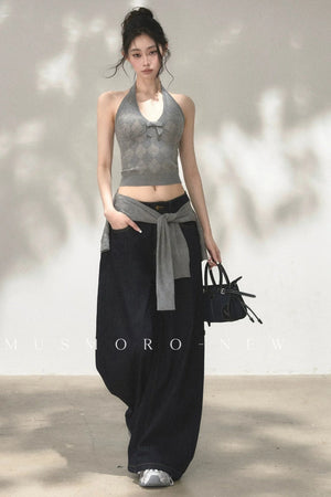 Vintage Asymmetric Denim Pants