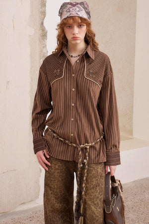 Vintage Beaded Suede Shirt