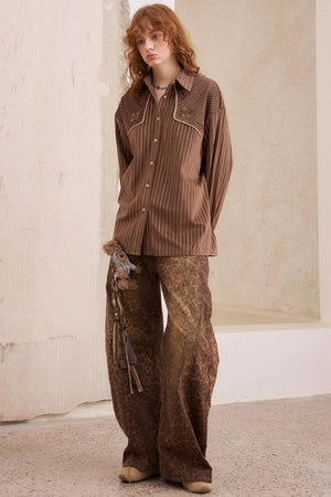Vintage Beaded Suede Shirt
