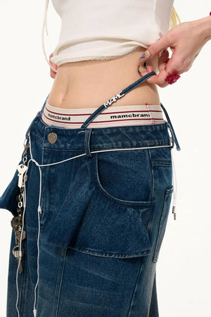 Vintage Black Lotus Leaf Jeans