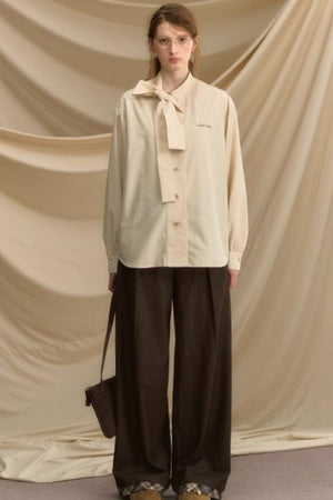 Vintage Bow Strap Striped Shirt
