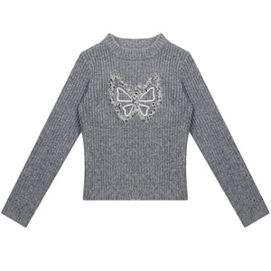 vintage butterfly embroidery top
