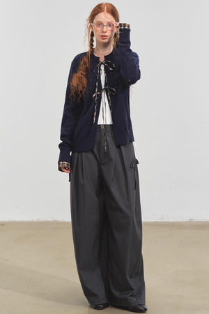 Vintage Check Lace-Up Cardigan
