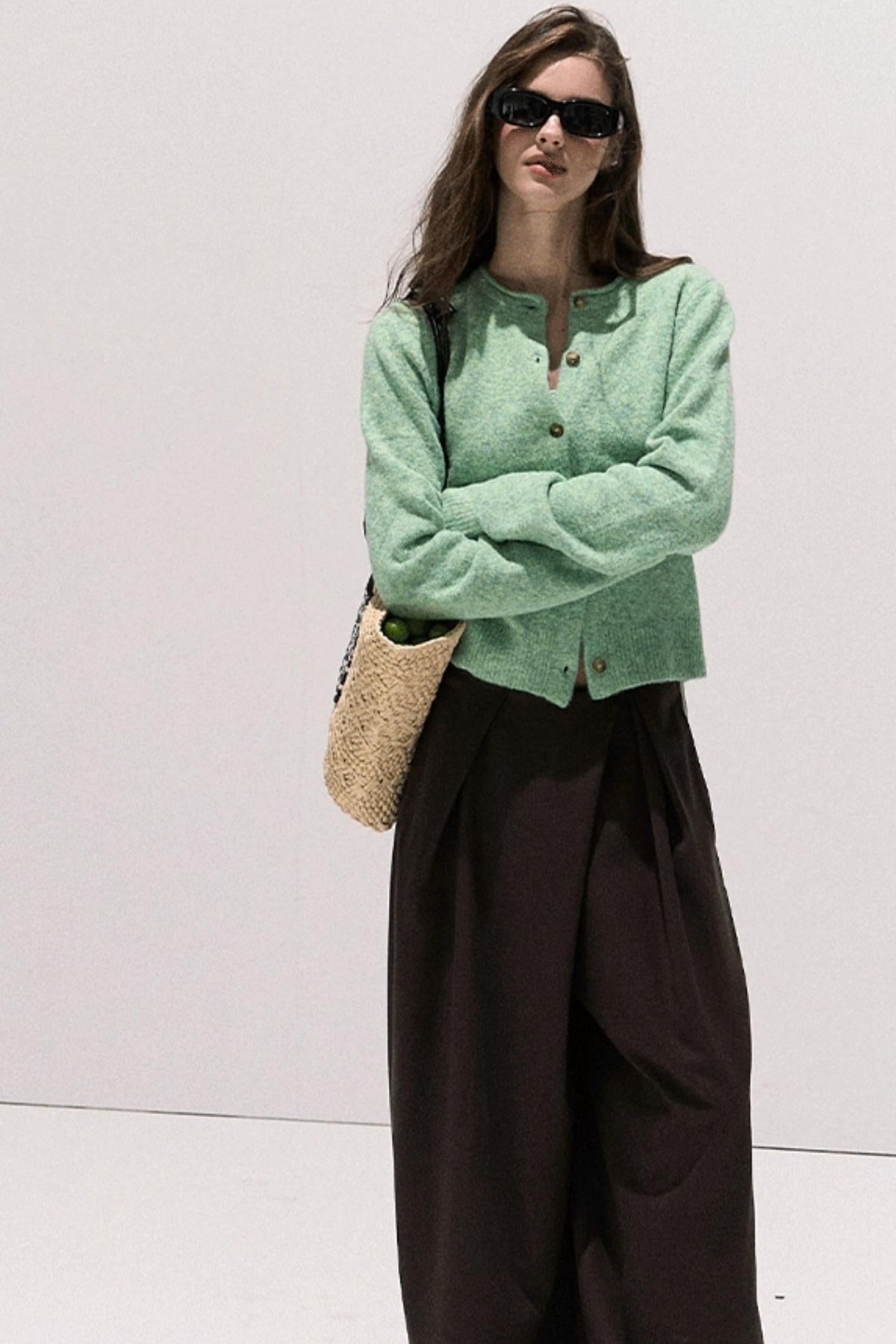 Vintage Crewneck Wool Knit Cardigan