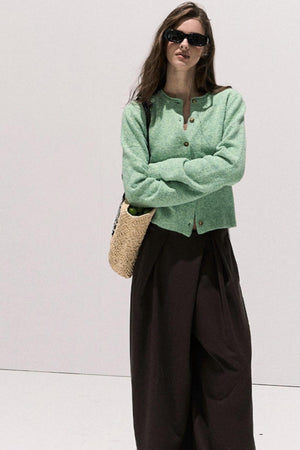 Vintage Crewneck Wool Knit Cardigan