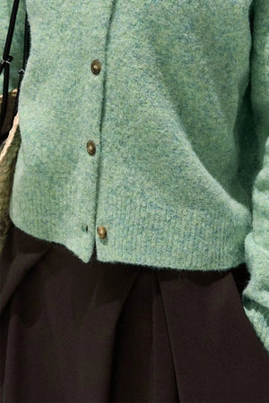 Vintage Crewneck Wool Knit Cardigan