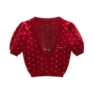 Vintage Crochet V-Neck Top Set-Up