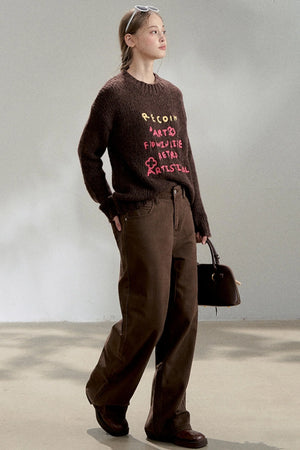 Vintage Dark Brown Straight Jeans