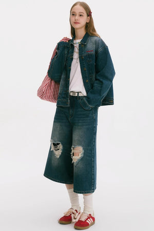 Vintage Denim Wide-Leg Jeans