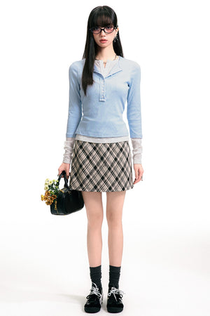 Vintage Diamond Check A-Line Skirt