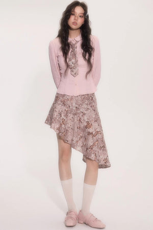 Vintage Doll Collar Shirt With Tie