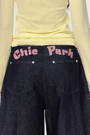 Vintage Embroidered Wide-Leg Jeans