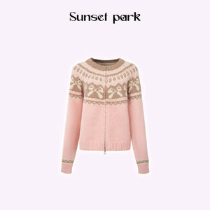 Vintage Fair Isle bow texture sweater