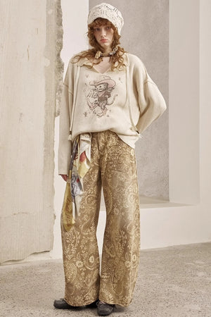 Vintage Flower Straight Jeans