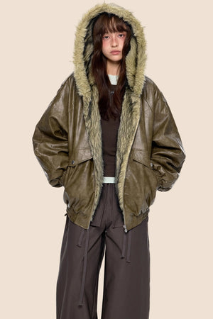 Vintage Fur Hooded Jacket