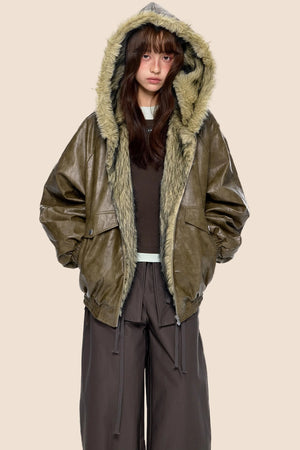 Vintage Fur Hooded Jacket