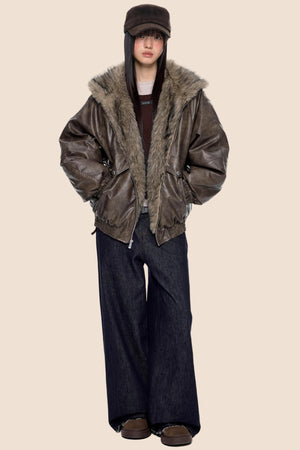 Vintage Fur Hooded Jacket