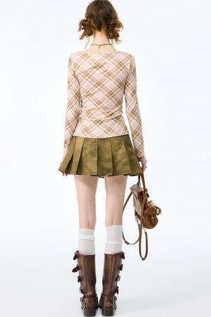 Vintage Graffiti Pleated Skirt