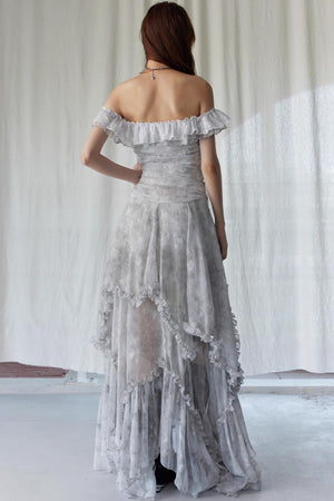 Vintage Gray Ruffle Dress