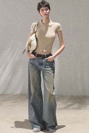 Vintage Hand-Painted Jeans Set