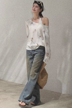 Vintage Hand-Painted Jeans Set