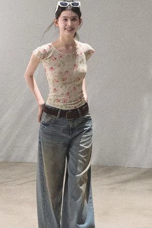 Vintage Hand-Painted Jeans Set