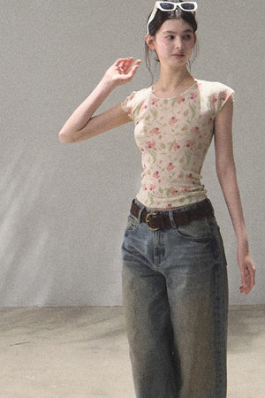 Vintage Hand-Painted Jeans Set
