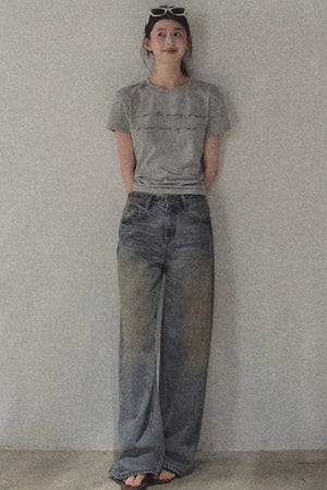 Vintage Hand-Painted Jeans Set