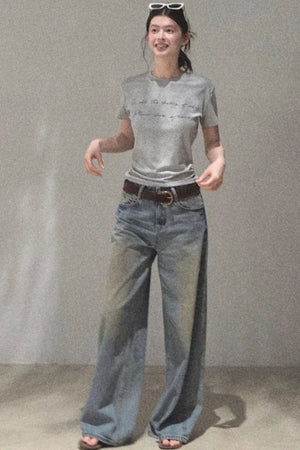 Vintage Hand-Painted Jeans Set