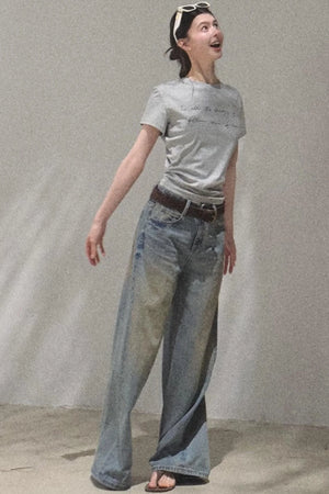 Vintage Hand-Painted Jeans Set