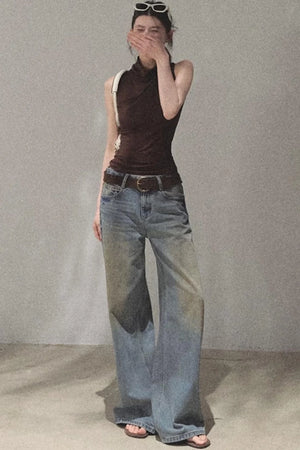 Vintage Hand-Painted Jeans Set